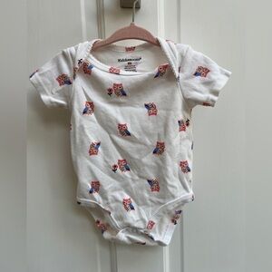 Kiddiezoom 6M White Owl Girls Short Sleeve Onesie